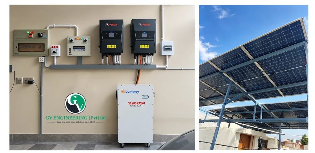 13.2kW hybrid solar system installed at a residential home in Qasimabad